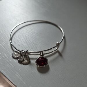 Alex and Ani Silver Bracelet with Deep Red Charm
